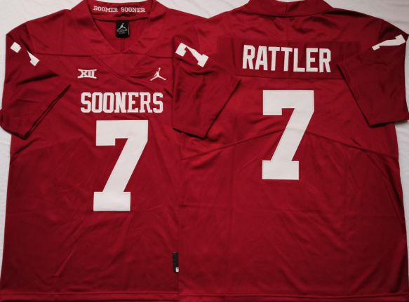 Men Oklahoma Sooners #7 Rattler Red 2025 NCAA Jersey
